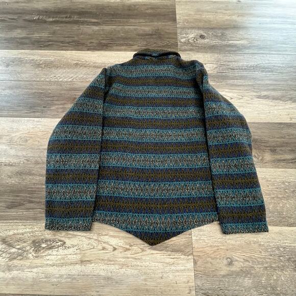 Vintage 60s Cresco Sportswear Gray Blue Mens L Woven Heavy Sweater Wool - Picture 7 of 8